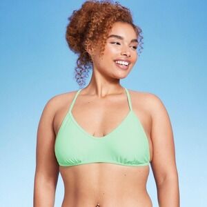 Women's Wild Fable Light Green Scoop Neck Crisscross Bralette Bikini Top L NWT